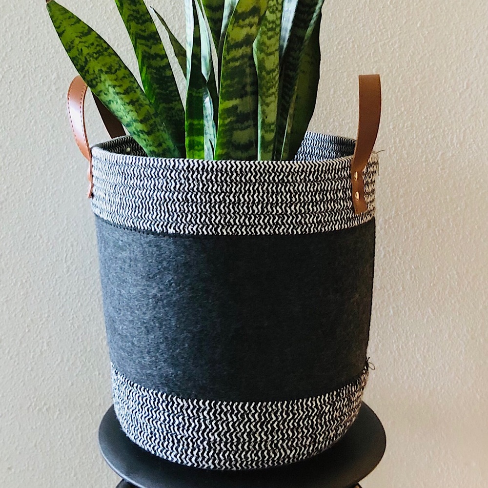 Grey and white basket